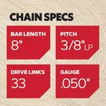 S33 Pole Saw/chainsaw For 8-INCH Bar, Drive Links, .050" Gauge, 3/8"... New. Price: $26.24.