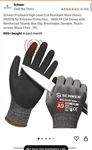 Schwer PR3326 Cut Resistant Work Gloves Ansi A9 Reinforced Thumb Black Size New. Price: $10.00.