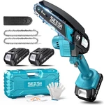 Seesii Mini Chainsaw, Cordless, 6-INCH-TWO Battery, Blue New. Price: $62.16.