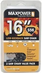 Maxpower S56 Replacement Chains For 16" Saws, 2 Pack New. Price: $12.95.