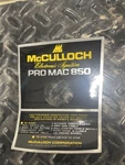 Mcculloch Pro Mac 850 Breather Cover Decal. Nos. Vintage Open. Price: $10.00.