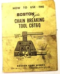 Boston Gear CBT60 Chain Breaking Tool 1952 Instruction Booklet Acceptable. Price: $7.95.