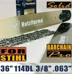 Holzfforma Pro 36 Inch 3/8 .063 114DL Solid Bar & Full Chisel Chain Combo New. Price: $120.00.