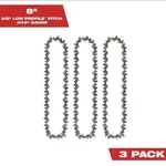Milwaukee Inch 3/8 Low Profile Pitch, .043 Gauge Saw Chain, Pack New. Price: $69.99.