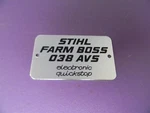 Name Tag Model Plate For Stihl Chainsaw 038 Avs Electronic Quickstop ------ DR80 New. Price: $12.00.
