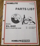 Homelite XL-98C Multi-purpose Saw Parts List Catalog Manual Book 17927 Textron Very. Price: $6.00.