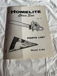 Homelite Textron Chainsaw Model 4-20 Parts List September 1958 Sales Manual Acceptable. Price: $26.24.