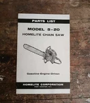 Vintage 1955 Homelite Model 5-20 Chainsaw Parts List Manual Instruction Book Used. Price: $34.99.